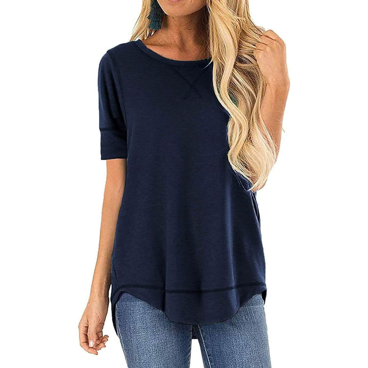 Fall Tops for Women Long Sleeve Side Split Casual Loose Tunic Top