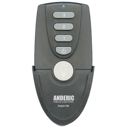Anderic FAN51TB Replacement Ceiling Fan Remote Control for Harbor Breeze and others - FAN-51T - Black