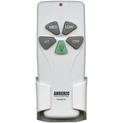 Anderic FAN53TW Replacement Ceiling Fan Remote Control for Harbor Breeze CHQ7030T, FAN53T, FAN-11T, 2AAZPFAN53T, CHQ8BT7030T - White
