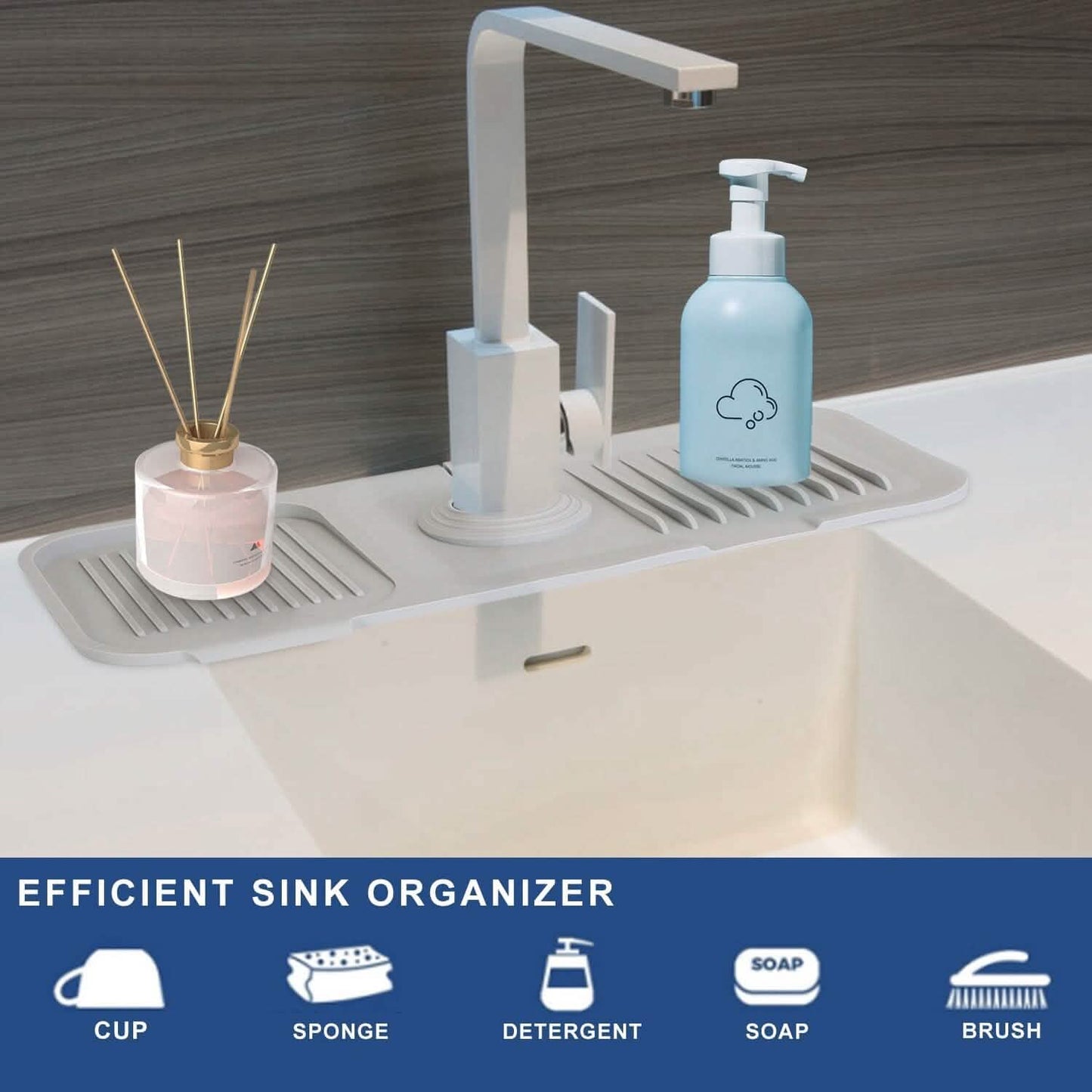 Faucet Splash Mat Sink Tray Water Drainage Pad Sponge Soap Holder