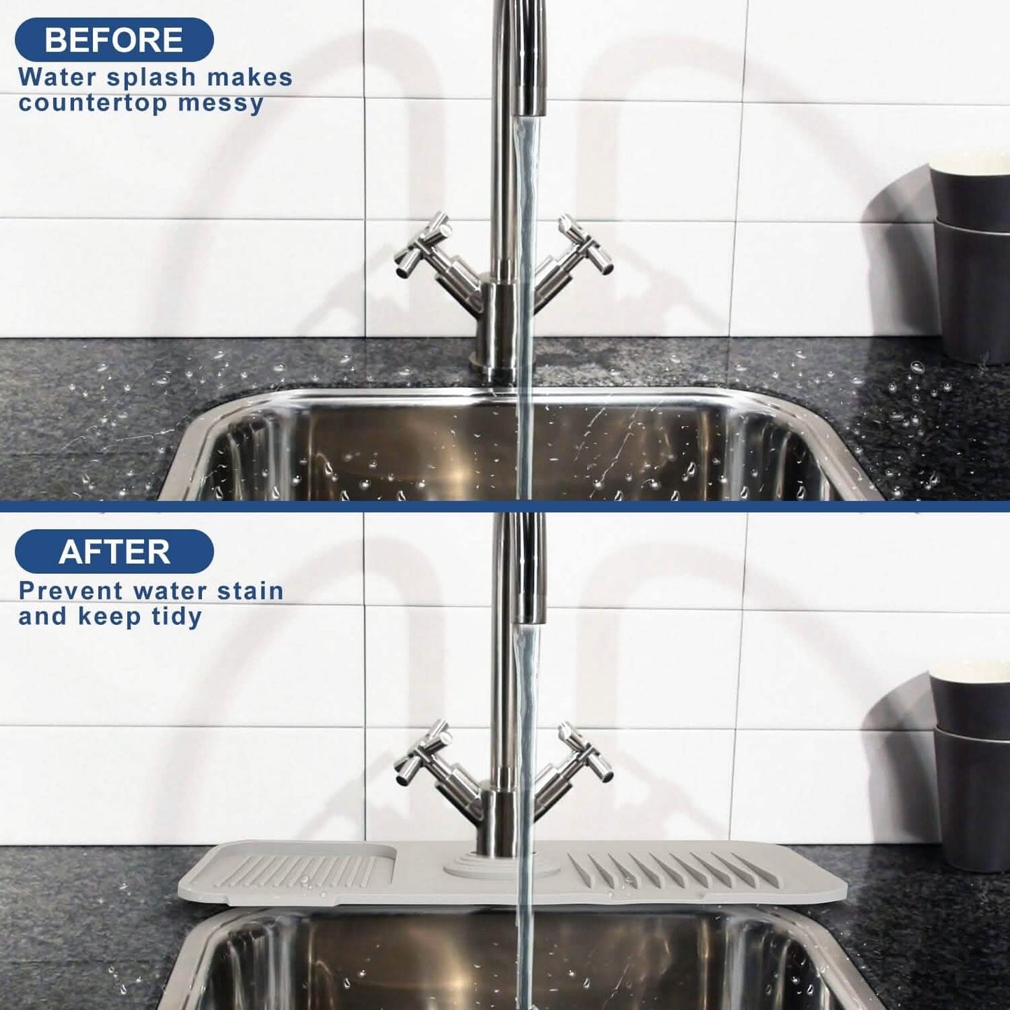 Faucet Splash Mat Sink Tray Water Drainage Pad Sponge Soap Holder