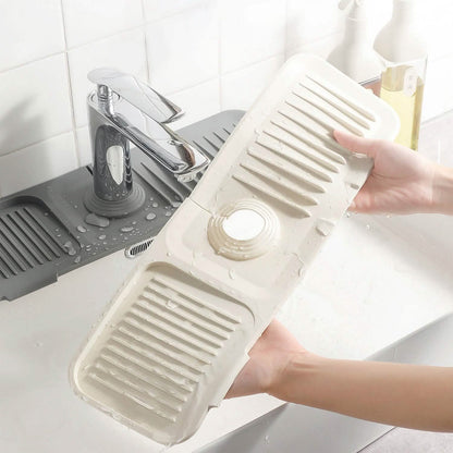 Faucet Splash Mat Sink Tray Water Drainage Pad Sponge Soap Holder