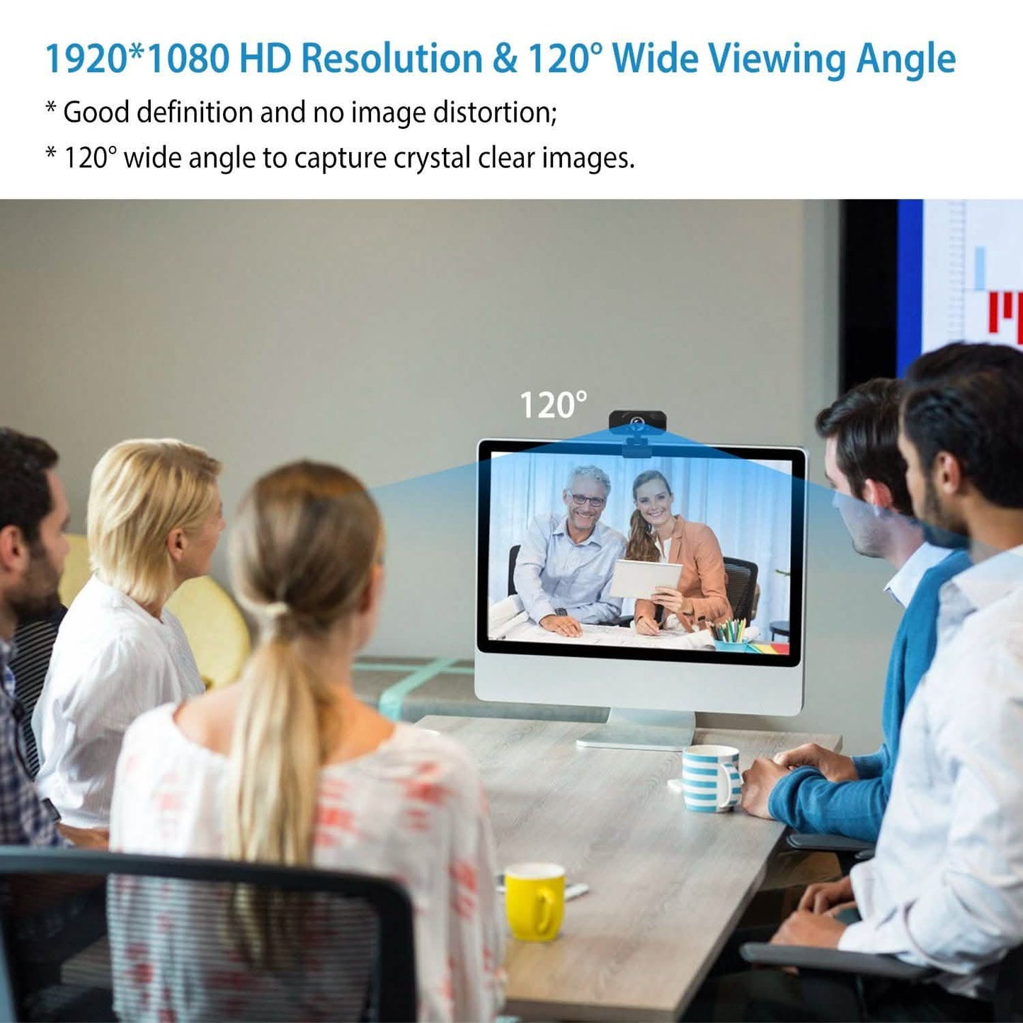 FHD 1080P USB Webcam with 360° Rotatable Clip