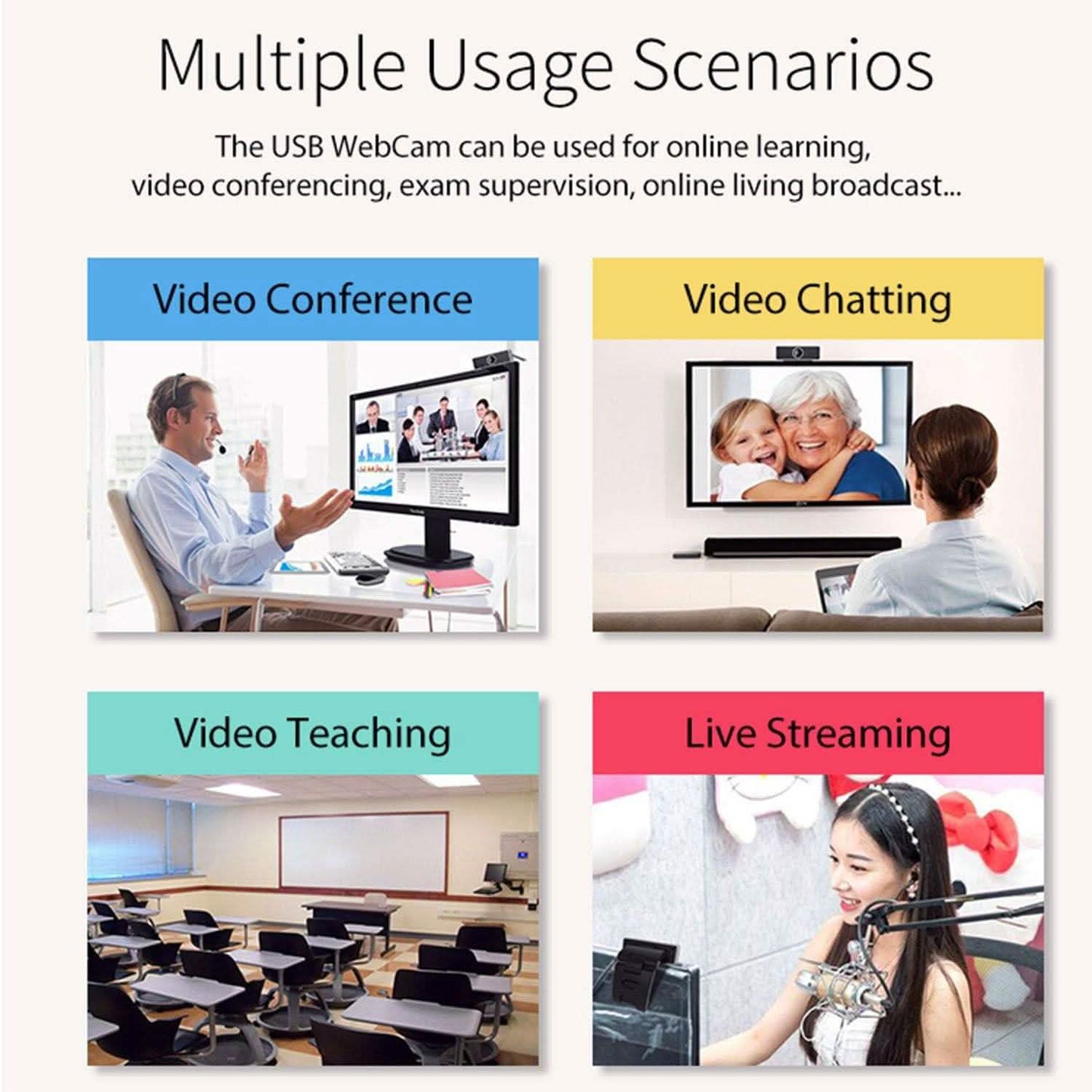 FHD 1080P Webcam USB Auto Focus with Microphone