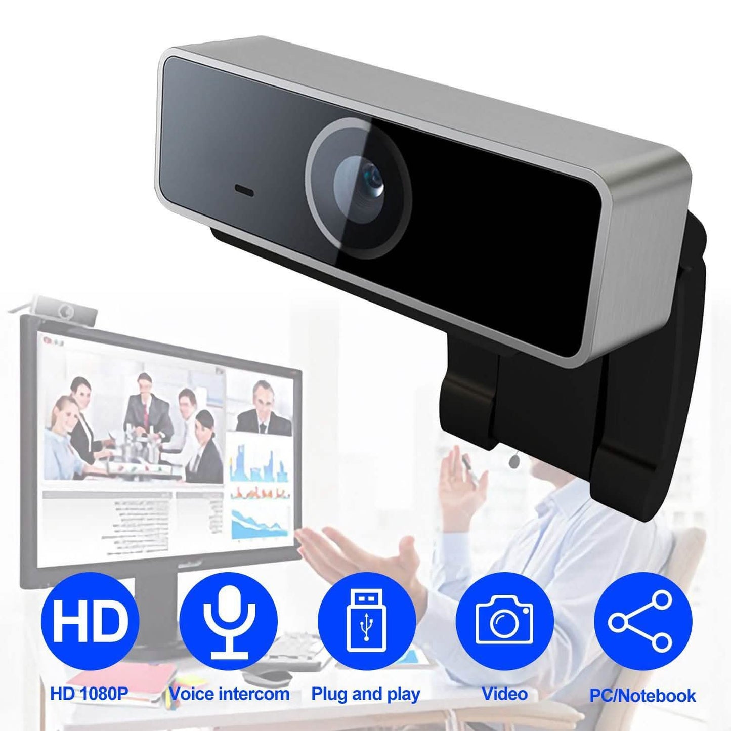 FHD 1080P Webcam USB Auto Focus with Microphone