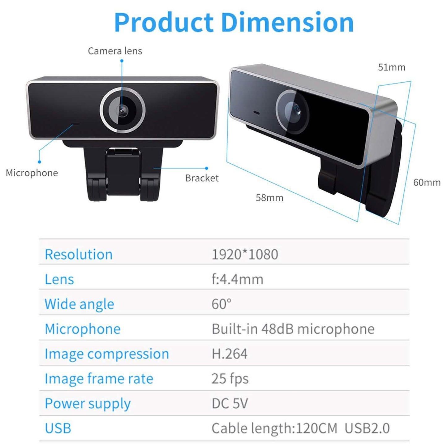 FHD 1080P Webcam USB Auto Focus with Microphone