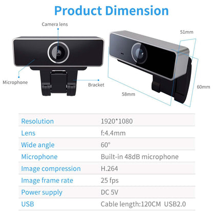 FHD 1080P Webcam USB Auto Focus with Microphone