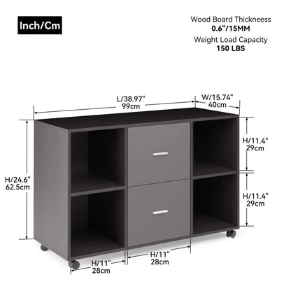 File Cabinet 2 Drawers Wooden Lateral Filling Cabinet