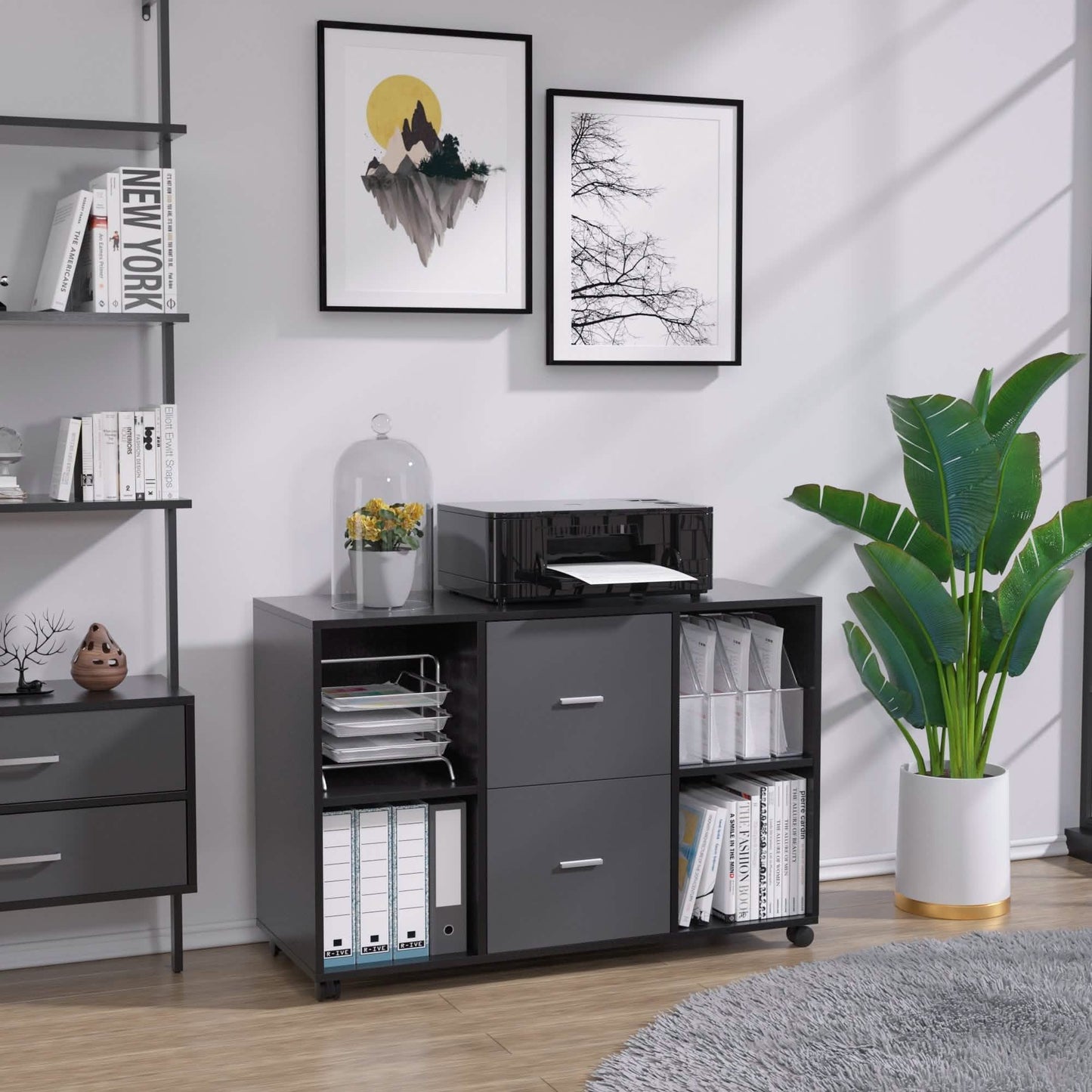 File Cabinet 2 Drawers Wooden Lateral Filling Cabinet