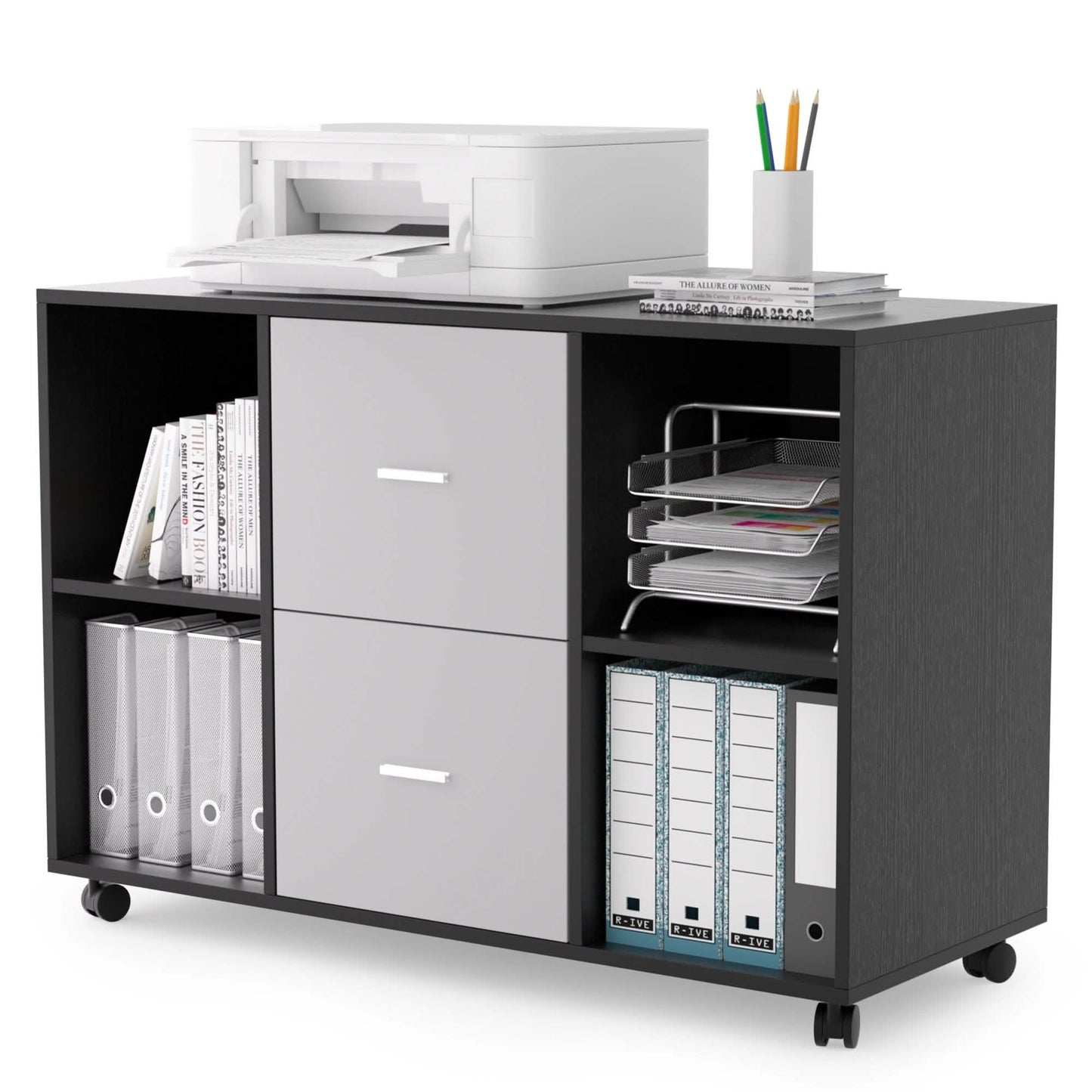 File Cabinet 2 Drawers Wooden Lateral Filling Cabinet