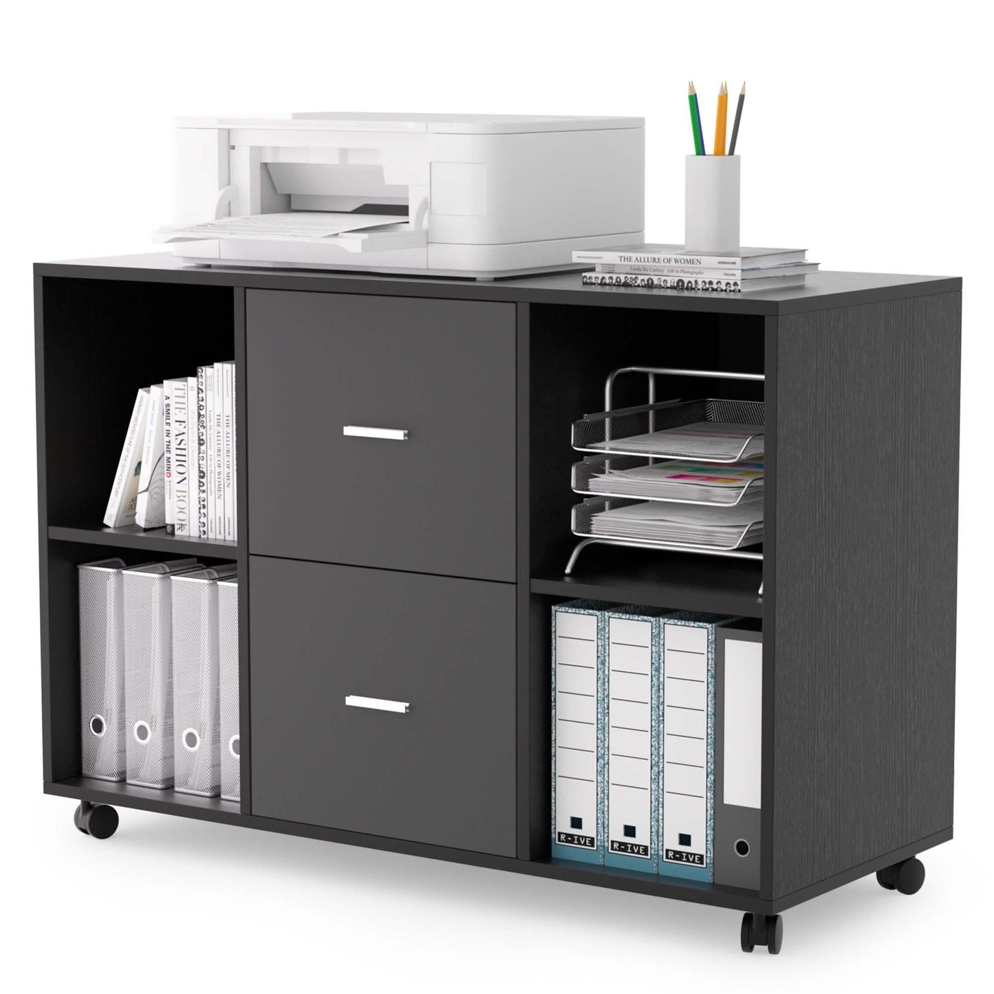 File Cabinet 2 Drawers Wooden Lateral Filling Cabinet