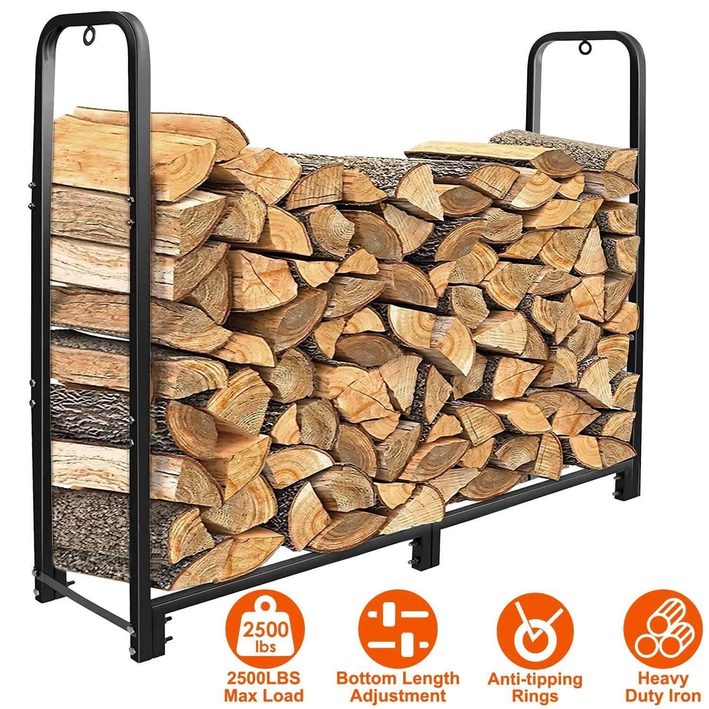 Firewood Log Rack 2500lbs Iron Storage Stacking Rack
