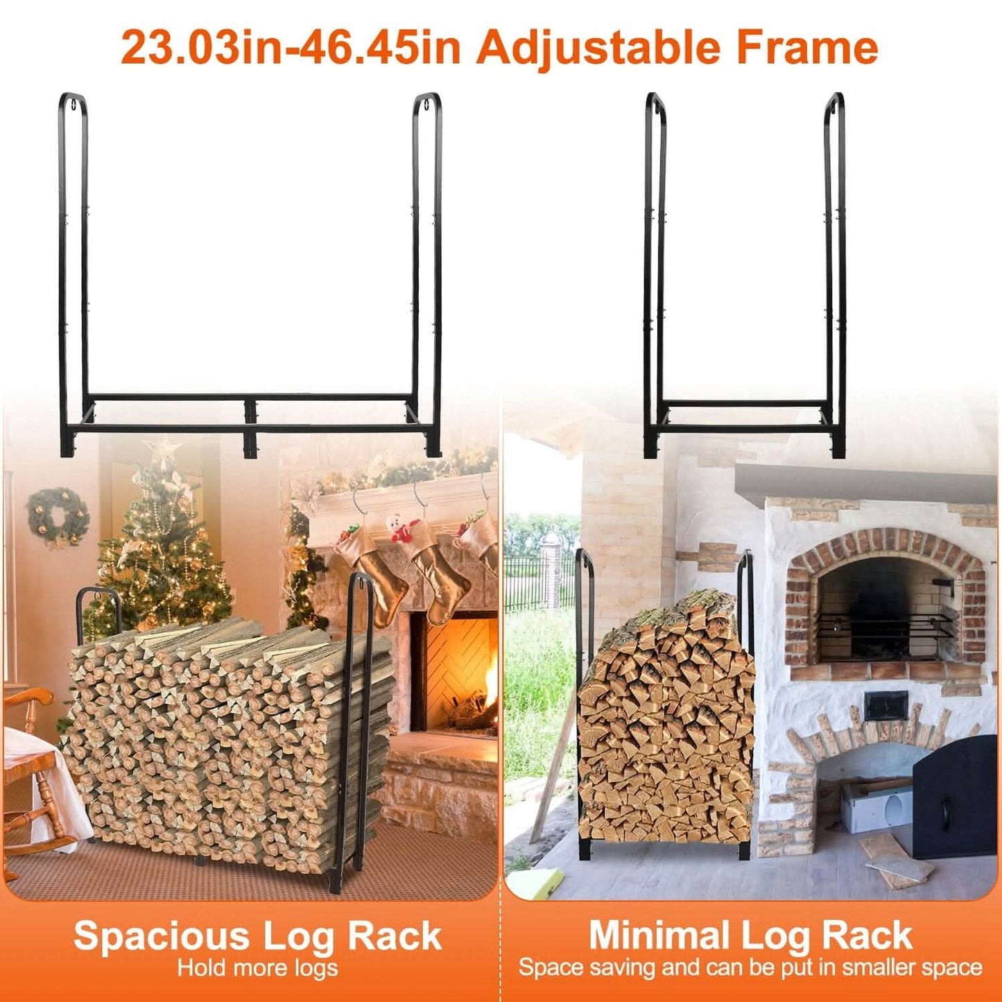 Firewood Log Rack 2500lbs Iron Storage Stacking Rack