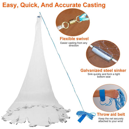 Fishing Cast Net Bait Trap Heavy Duty