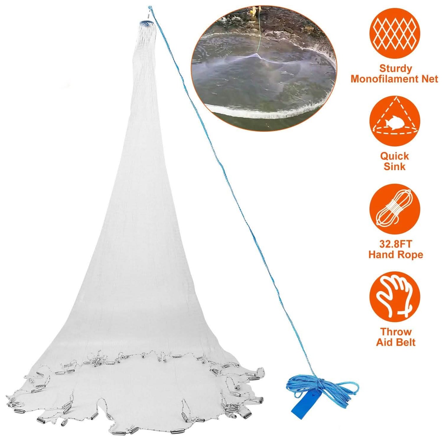 Fishing Cast Net Bait Trap Heavy Duty