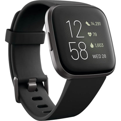 Fitbit - Versa 2 Smartwatch 40mm Aluminum - Black/Carbon with Silicone Band