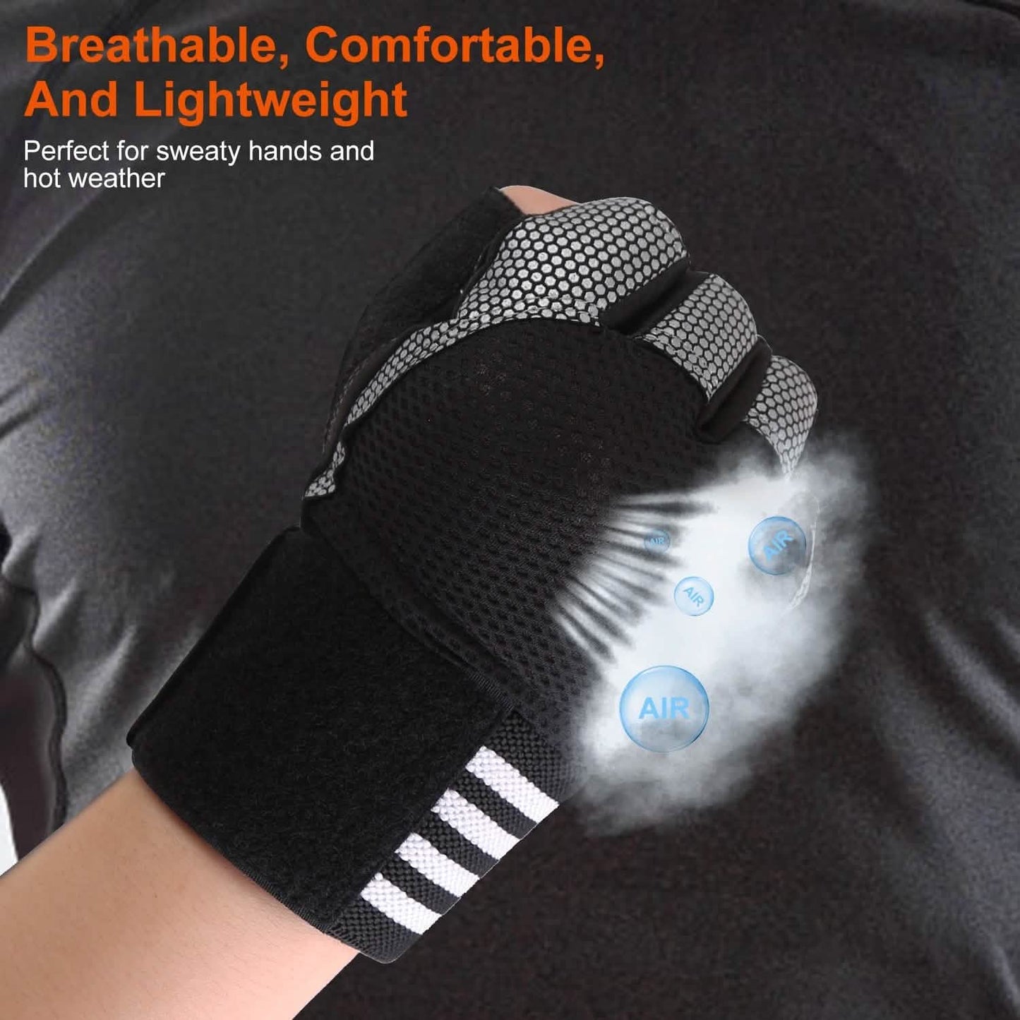 Fitness Workout Gloves with Wrist Wrap Strap