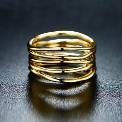 Five Layer Stack Ring in 18K Gold Plating - Assorted Sizes
