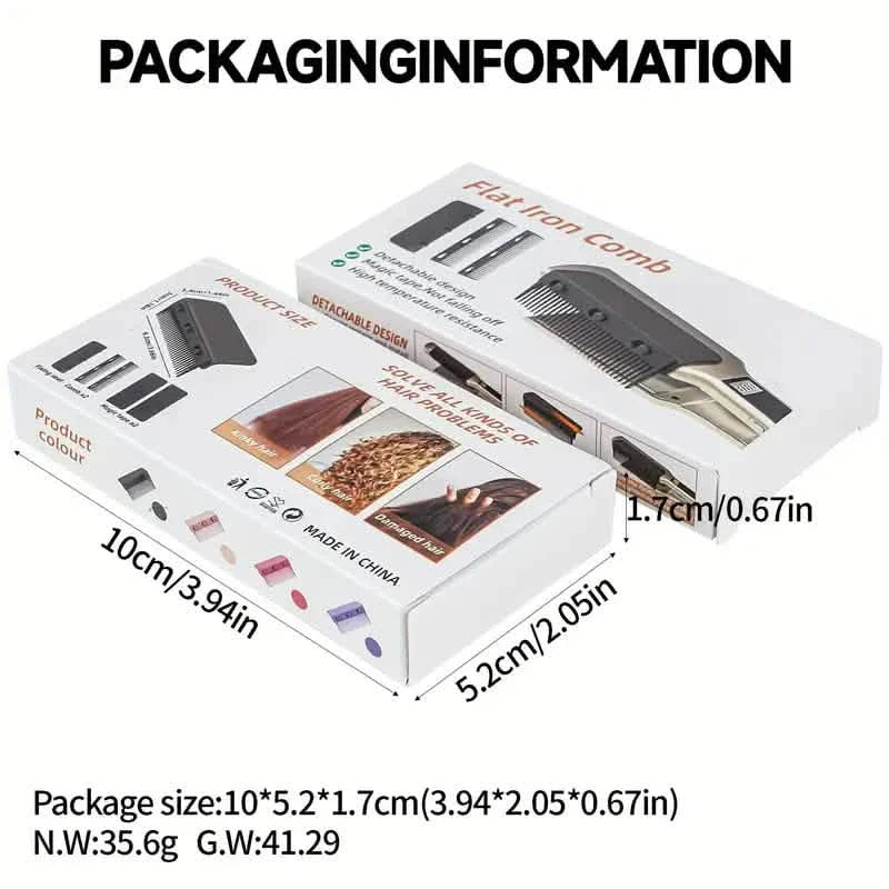 Flat Iron Comb, ABS Plastic Handle Hair Straightener Comb Attachment