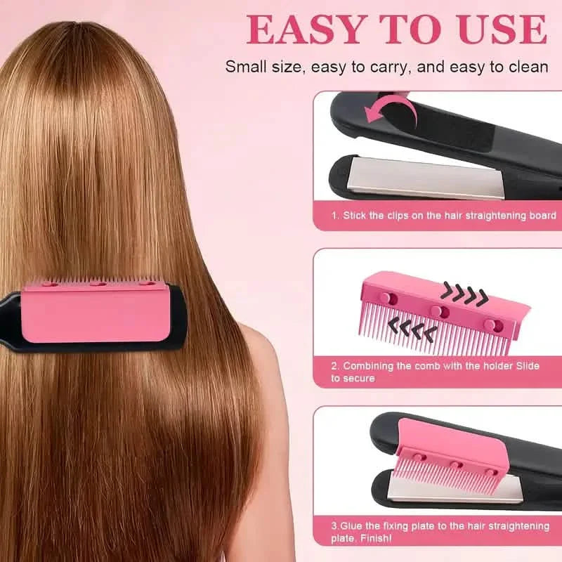 Flat Iron Comb, ABS Plastic Handle Hair Straightener Comb Attachment