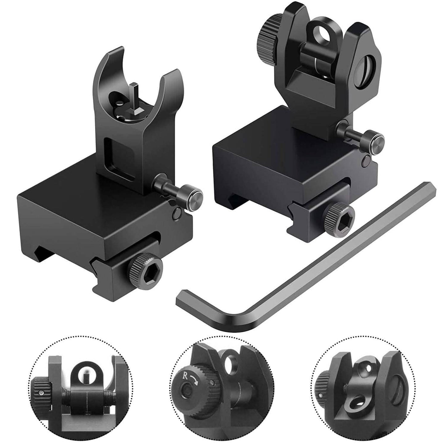 Flip Up Rear Front Aluminum Alloy Tactical Sight Set