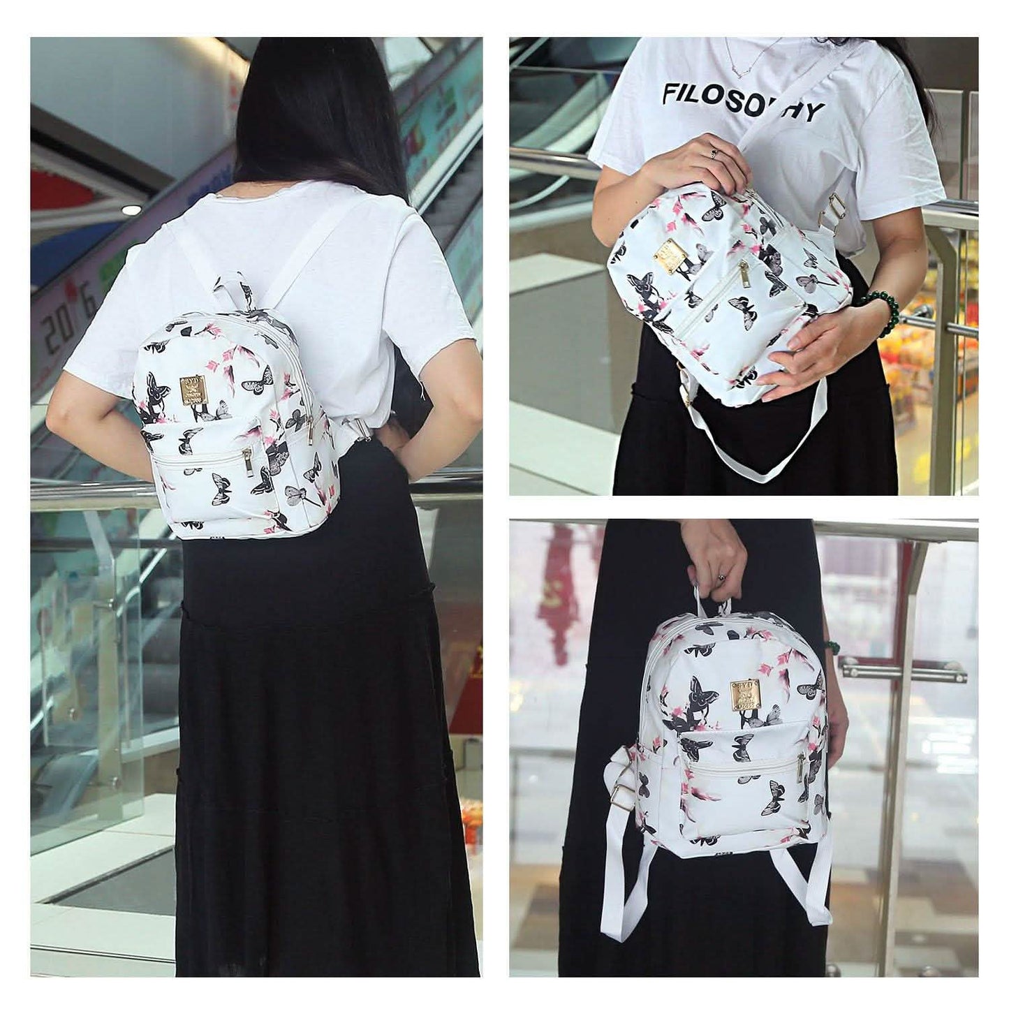 Floral Print Backpack Waterproof Knapsack