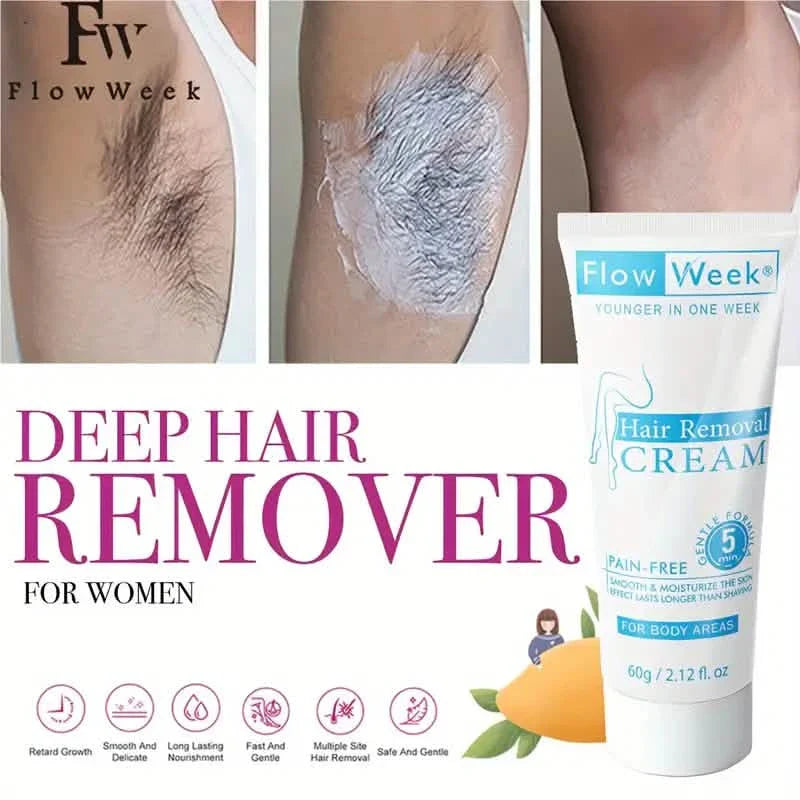 FlowWeek Painless and Irritation-Free Permanent Hair Removal Cream