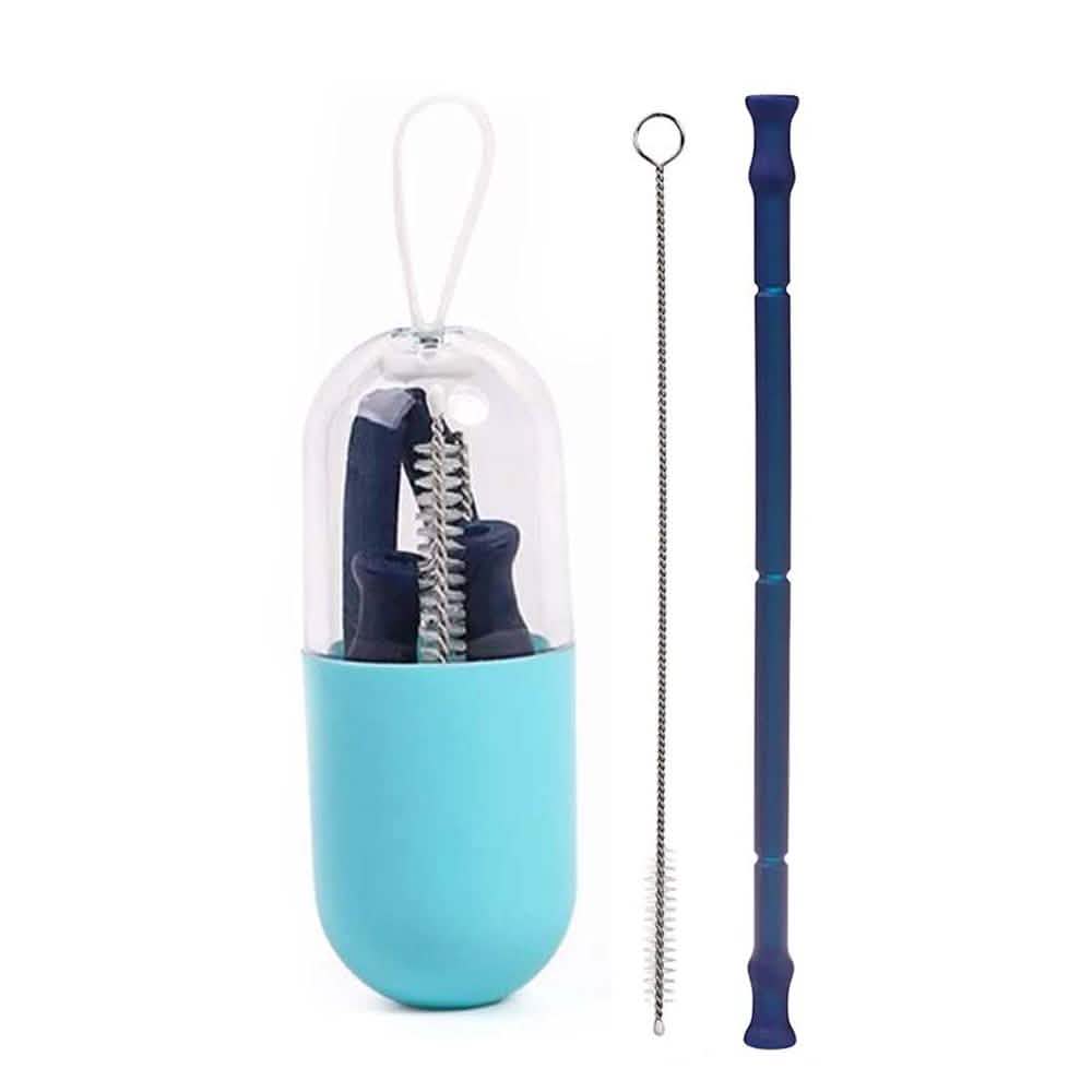 Foldable And Reusable Silicone Drinking Straw With Case