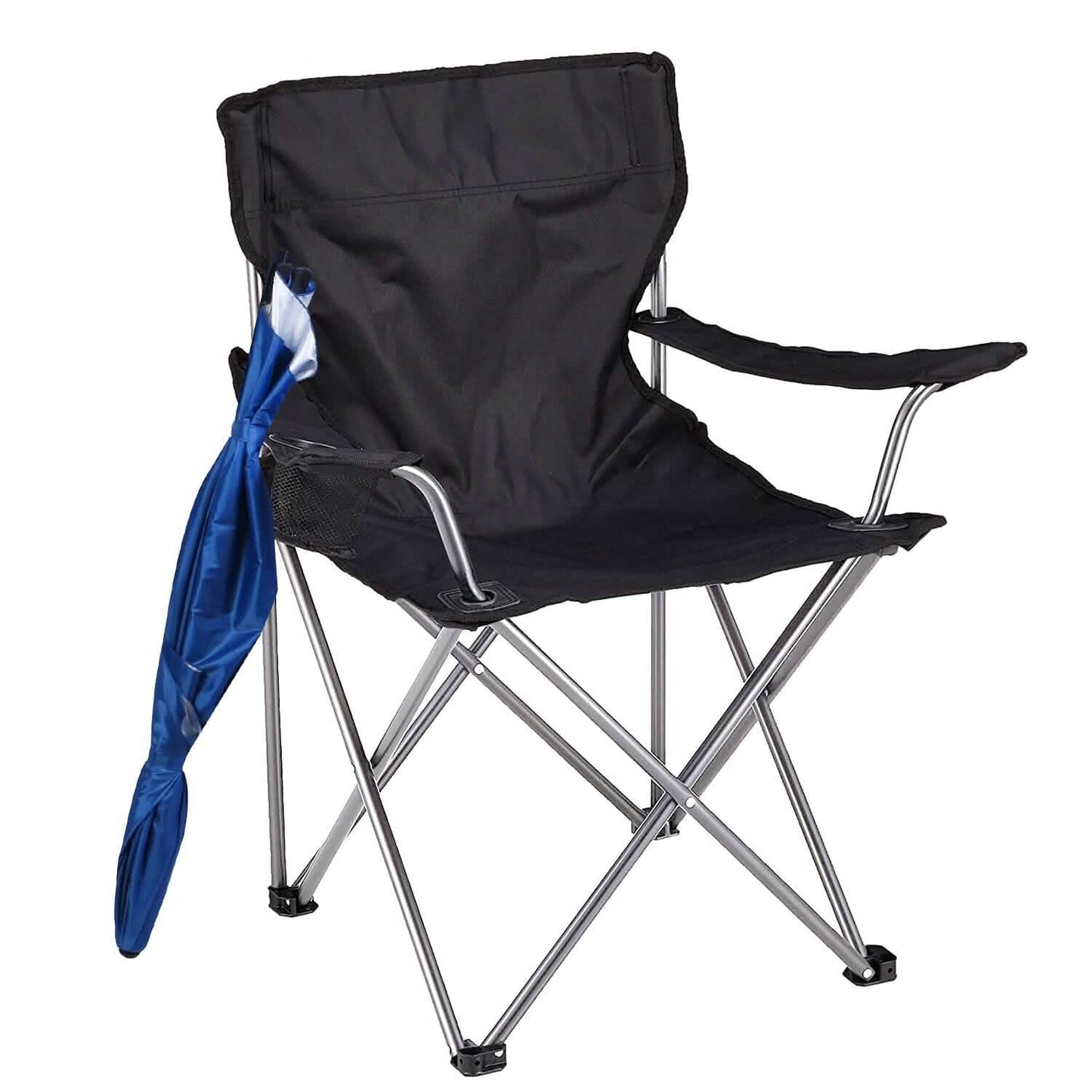Foldable Beach Chair with Detachable Armrest Adjustable Canopy Stool with Cup Holder