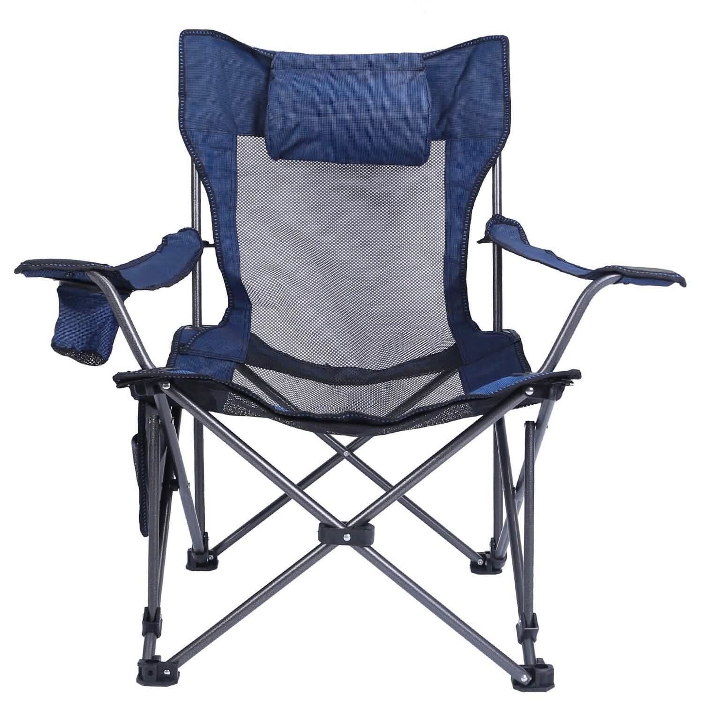 Foldable Camping Chair Heavy Duty Steel Lawn Chair with Reclining Backrest Angle