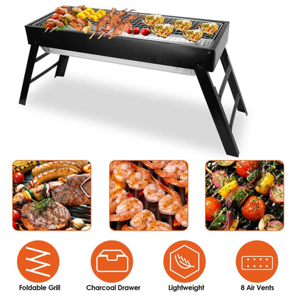 Foldable Charcoal BBQ Grill Stainless Steel Grill Net