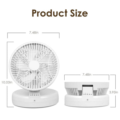Foldable Desk Fan with 4 Wind Speeds Type-C Rechargeable Wall-Mounted