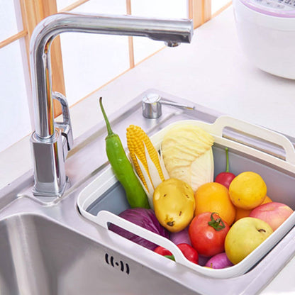 Foldable Dish Tub Washing Basin Collapsible Draining Pan Strainer Food Basket