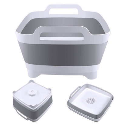 Foldable Dish Tub Washing Basin Collapsible Draining Pan Strainer Food Basket