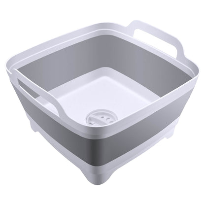 Foldable Dish Tub Washing Basin Collapsible Draining Pan Strainer Food Basket