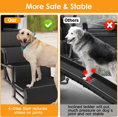 Foldable Dog Ramp 4 Step Collapsible Non Slip Stairs