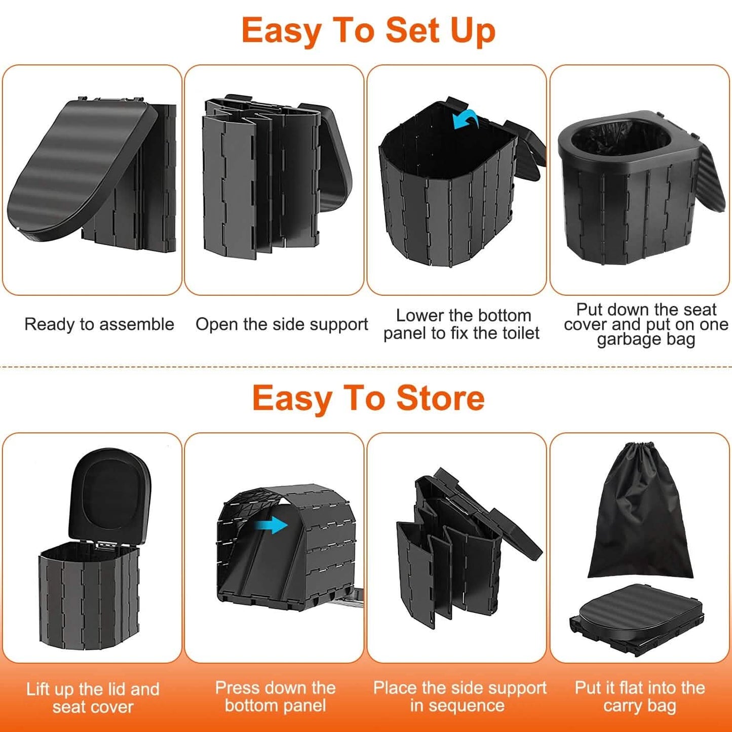 Foldable Emergency Toilet Portable Porta Potty