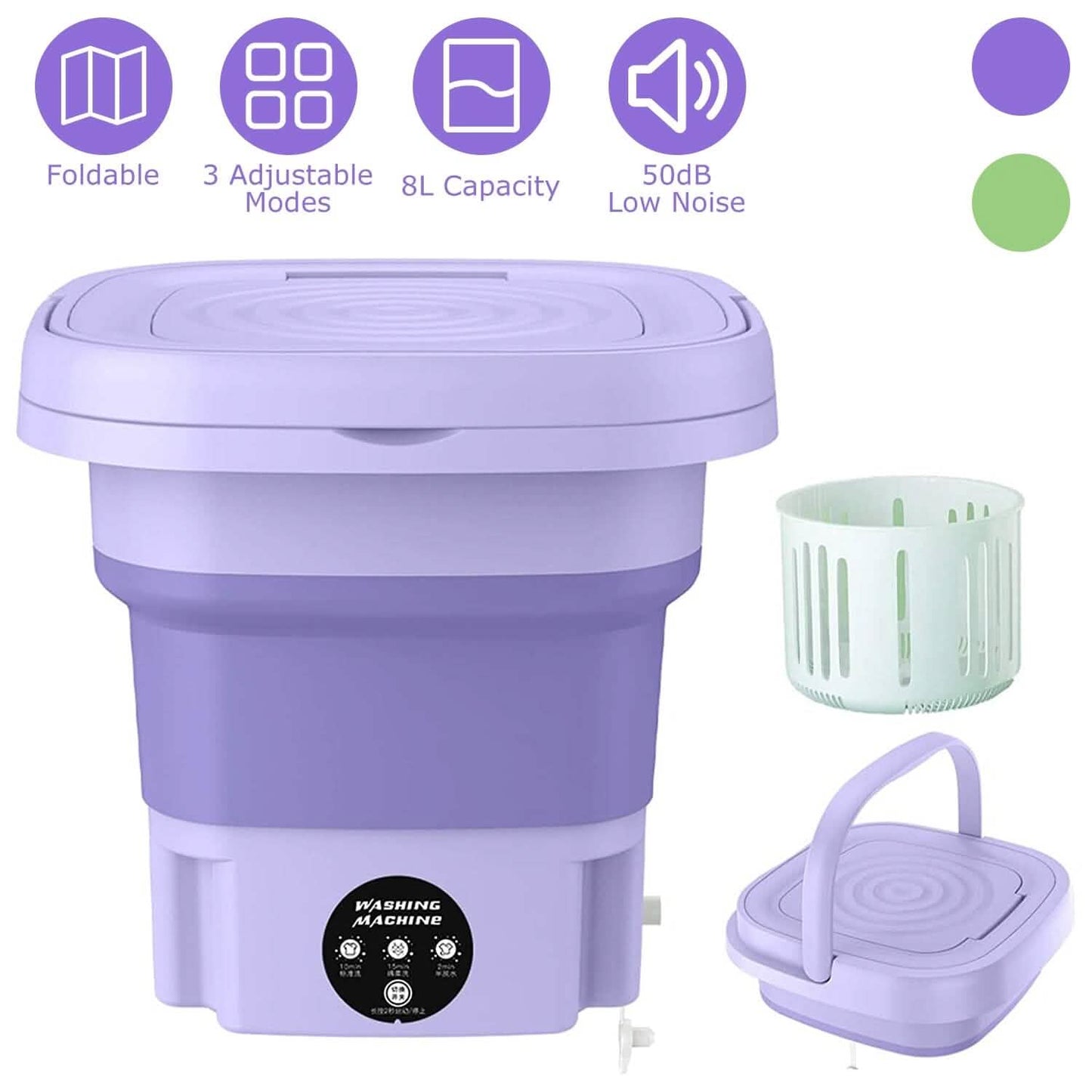 Foldable Laundry Machine with Detachable Drain Basket