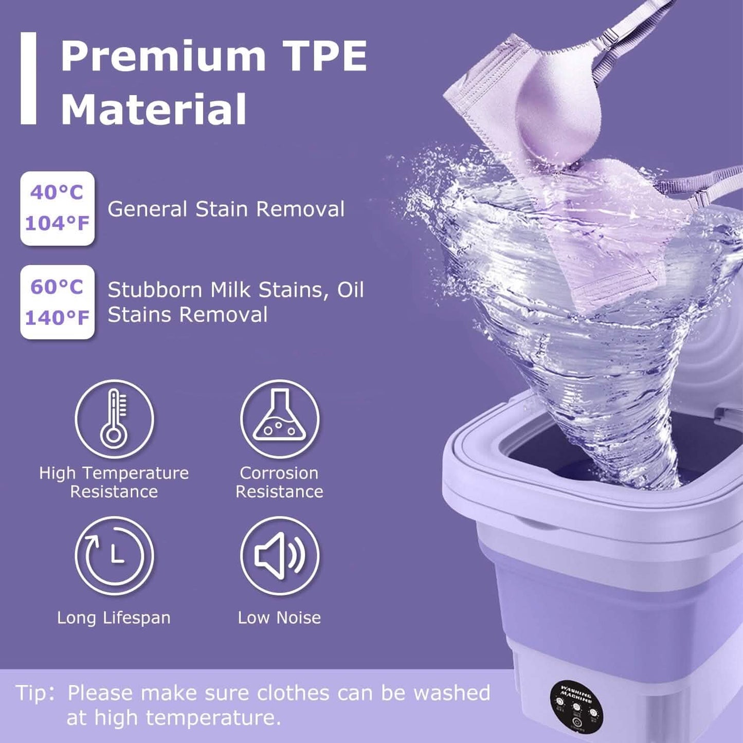 Foldable Laundry Machine with Detachable Drain Basket