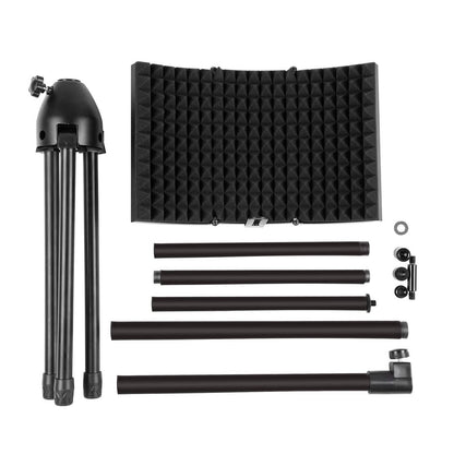 Foldable Microphone Isolation Shield Adjustable Tripod Stand