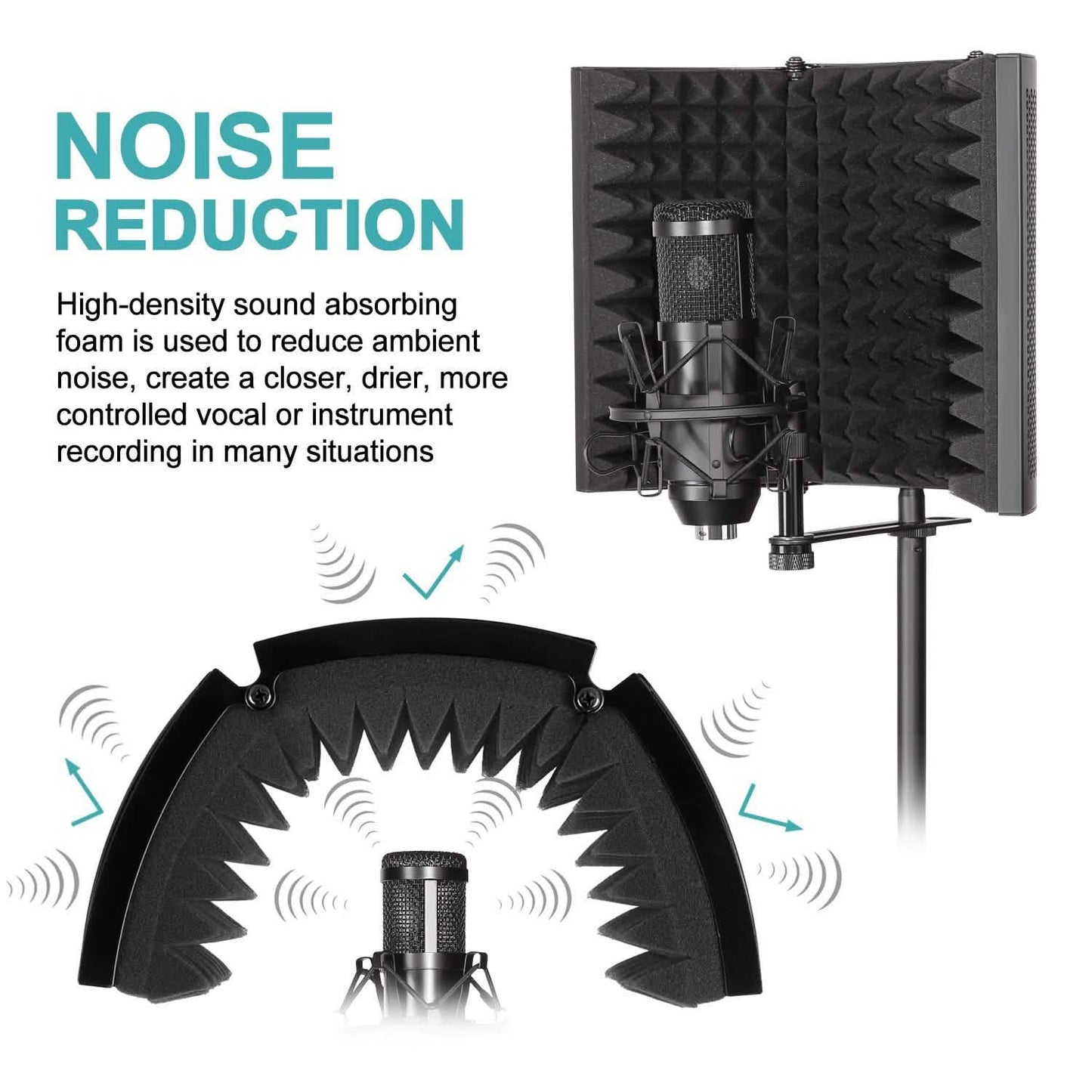 Foldable Microphone Isolation Shield Adjustable Tripod Stand