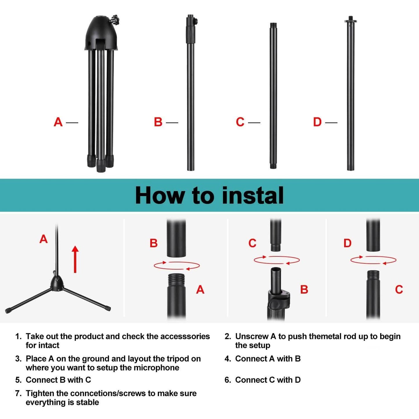 Foldable Microphone Isolation Shield Adjustable Tripod Stand