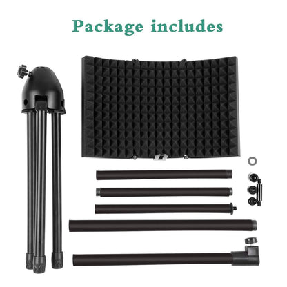 Foldable Microphone Isolation Shield Adjustable Tripod Stand