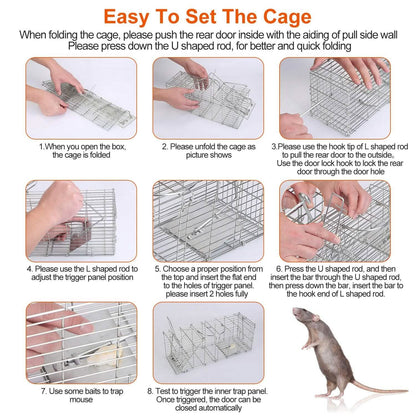Foldable Rat Trap Cage Humane Live Rodent Trap Cage