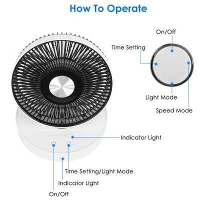 Foldable Rechargeable LED Desk Fan Wall Mounted with Magnetic Remote