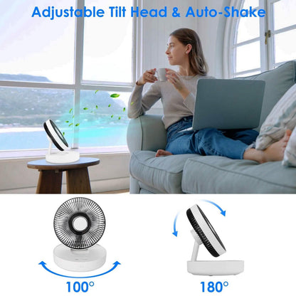 Foldable Rechargeable LED Desk Fan Wall Mounted with Magnetic Remote