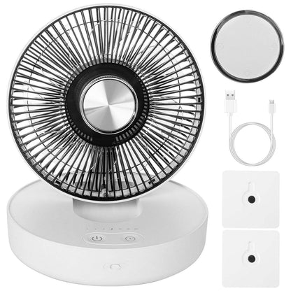Foldable Rechargeable LED Desk Fan Wall Mounted with Magnetic Remote