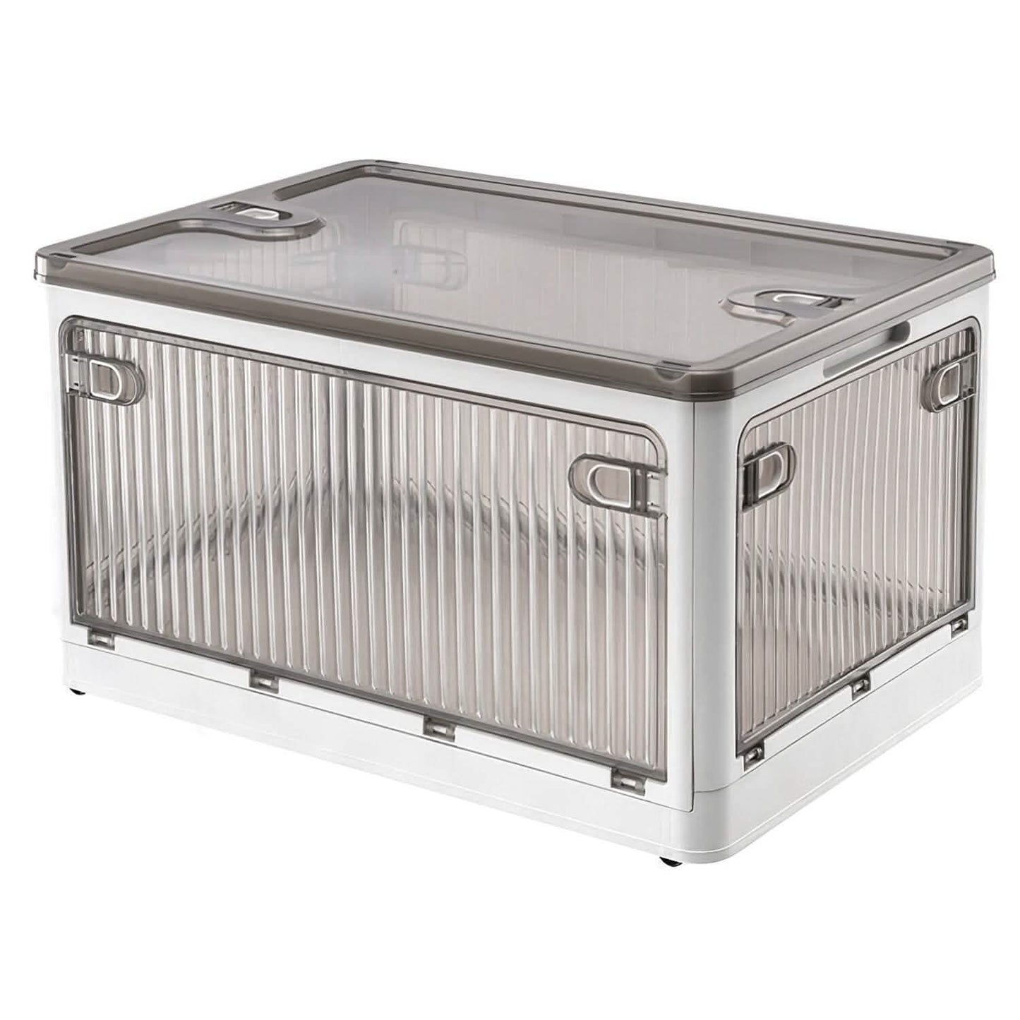 Foldable Storage Bins with Lid 4 Doors Collapsible Stackable with Lock