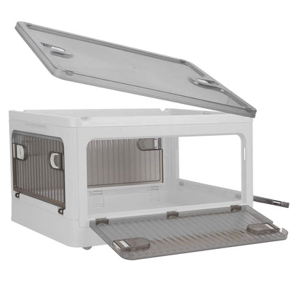 Foldable Storage Bins with Lid 4 Doors Collapsible Stackable with Lock
