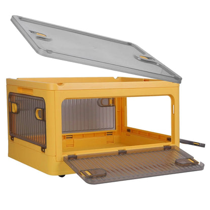 Foldable Storage Bins with Lid 4 Doors Collapsible Stackable with Lock